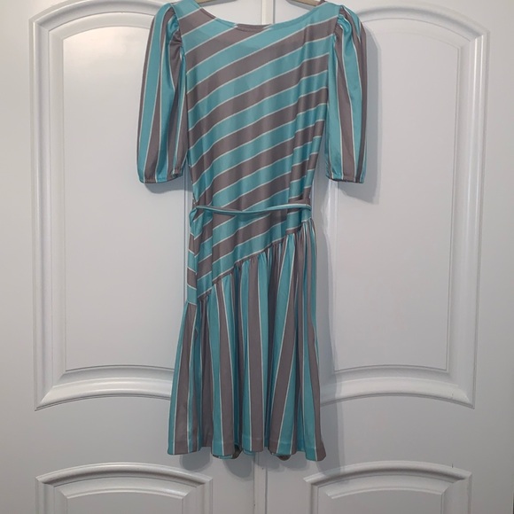 Lightweight summer dress - seafoam green and taupe stripe - Picture 3 of 3